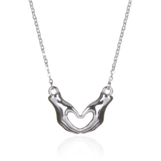 Silver Plated Heart In Your Hands Necklace