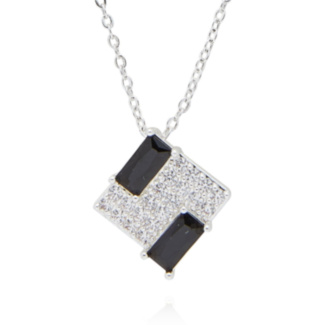 Monochrome Contemporary Square Silver Plated Necklace