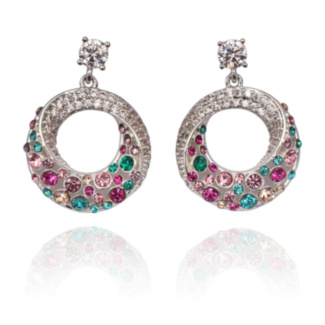 Glam Rox Chic Circle Silver Plated Drop Earrings