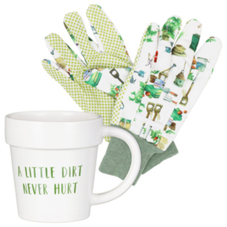 ‘Dirt Never Hurt’ Plant Pot Mug & Garden Gloves Set