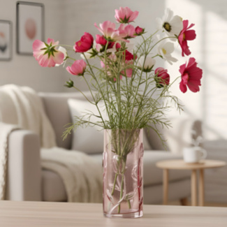 Florenze Glass Rosebuds Pink 25cm Glass Vase