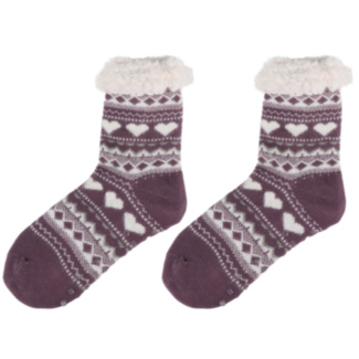 Cozy Purple Hearts Slipper Socks