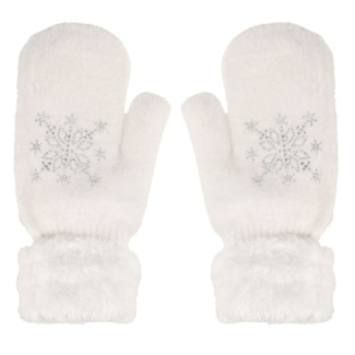 Cozy White Crystal Snowflake Women’s Mittens