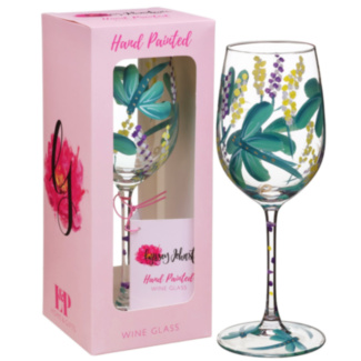 Dragonfly Hand Painted Wine Glass