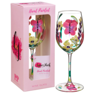 Butterflies Hand Painted Wine Glass