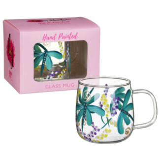 Dragonflies Hand Painted Glass Mug