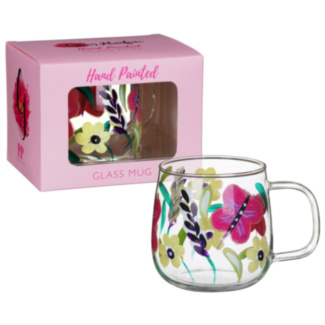 Butterflies Hand Painted Glass Mug