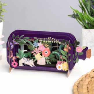 Vase Of Flowers Message In A Bottle Card