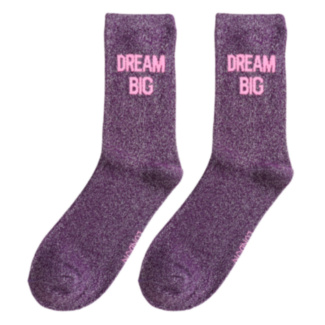 Purple ‘Dream Big’ Cotton Glitter Socks