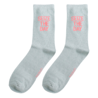 Grey ‘Seize The Day’ Cotton Glitter Socks