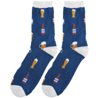 Navy Here’s to Beer Men’s Bamboo Socks