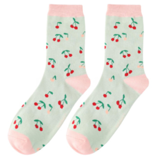 Mint Mini Cherries Women’s Bamboo Socks