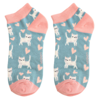 Duck Egg Sleepy Cats Women’s Bamboo Trainer Socks