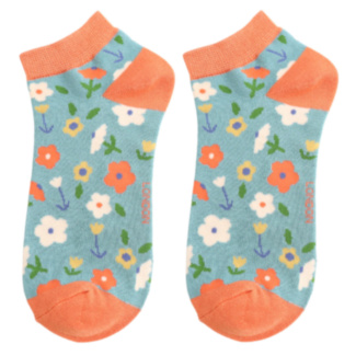 Duck Egg Little Flowers Women’s Bamboo Trainer Socks