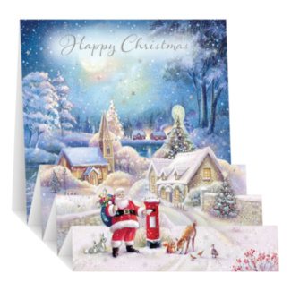 Santa & Christmas Village 3D ZigZag Christmas Card