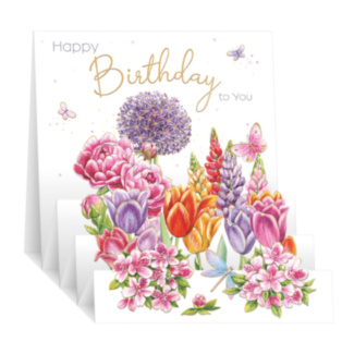 Flowers 3D ZigZag Birthday Card