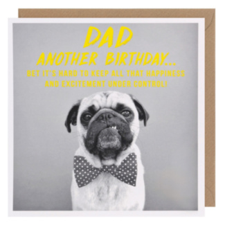 Pixel Pug Dad Birthday Card