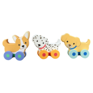 Set of 3 Puppy Wooden Push Toys