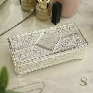 Personalised Antique Silver-Plated Jewellery Box