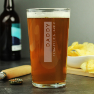 Personalised Name Tag Straight Pint Glass
