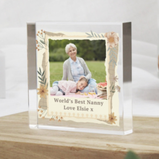 Personalised Wildflowers Photo Upload Small Glass Ornament