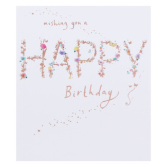 Lemon Sorbet Floral Text Birthday Card