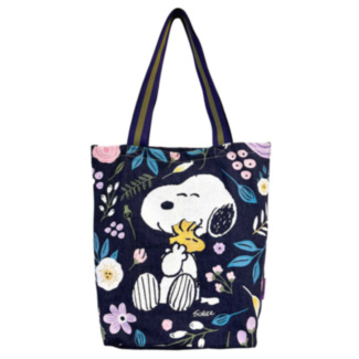 Peanuts Floral Navy Denim Tote Bag