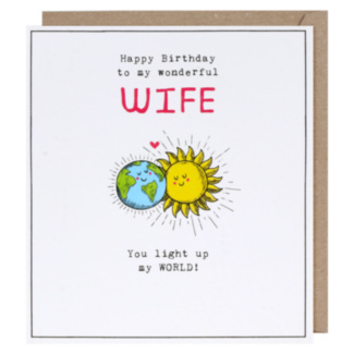 Etched Light Up My World Wife Birthday Card