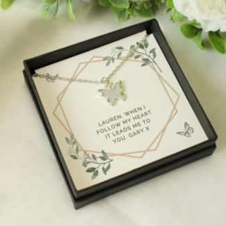Personalised Botanical Sentiment Butterfly Necklace