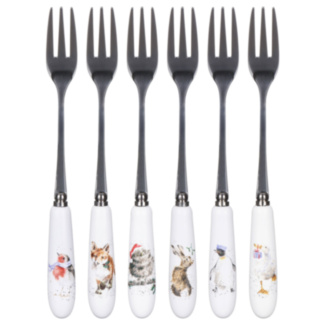 Set of Six Christmas Pastry Forks