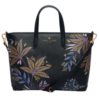 Black Botanic Medium Tote Bag