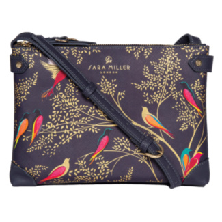 Chelsea Smokey Blue Birds Zip Crossbody Bag