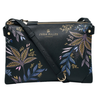 Black Botanic Zip Crossbody Bag