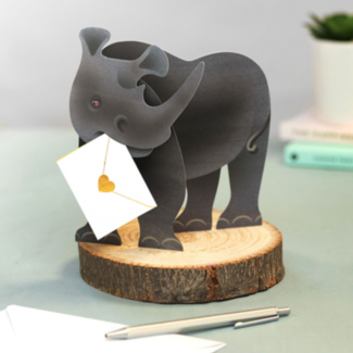 Ronny The Rhino 3D Greetings Card