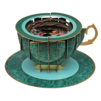 A Cup Of Tea Girl Reading In The Forest Pop Up Card