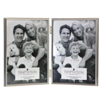 Silver-Plated Narrow Ribbed Double Frame 5x7