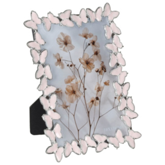 Pink Butterfly Enamel Frame 4x6
