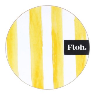 Lemon Stripes Round Wooden Coaster