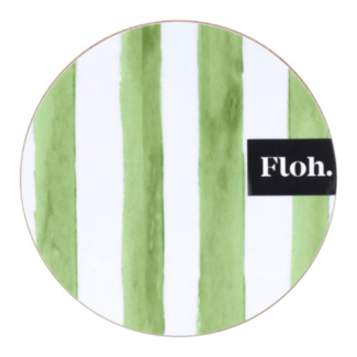 Olive Stripes Round Wooden Coaster