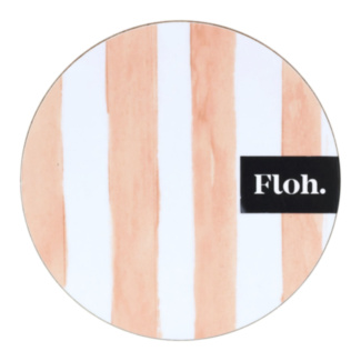 Peach Stripes Round Wooden Coaster