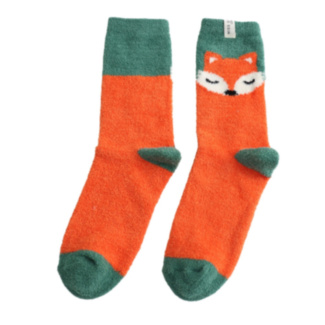 Green Sleepy Fox Women’s Fluffy Socks