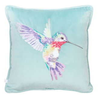 ‘Wisteria Wishes’ Hummingbird Embroidered Cushion