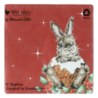 ‘Merry Little Christmas’ Rabbit Set Of 20 Christmas Lunch Napkins