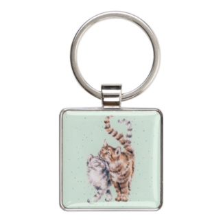 ‘Feline Good’ Cat Metal Keyring