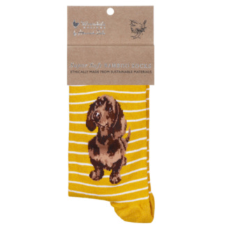 ‘Little One’ Mustard Dachshund Women’s Bamboo Socks