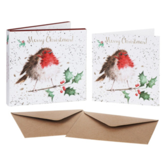‘The Jolly Robin’ Set of 8 Gold Foiled Christmas Cards