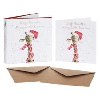 ‘Giraffe Yourself’ Giraffe Set of 8 Gold Foiled Christmas Cards