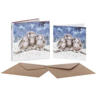 ‘Three Wise Men’ Owls Set of 8 Gold Foiled Christmas Cards