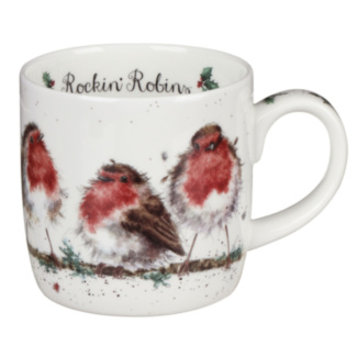 'Rockin Robins' Fine Bone China Christmas Mug