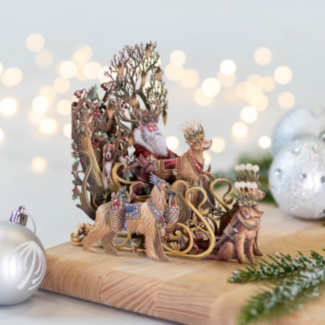 Santa’s Dog Sleigh 3D Christmas Card